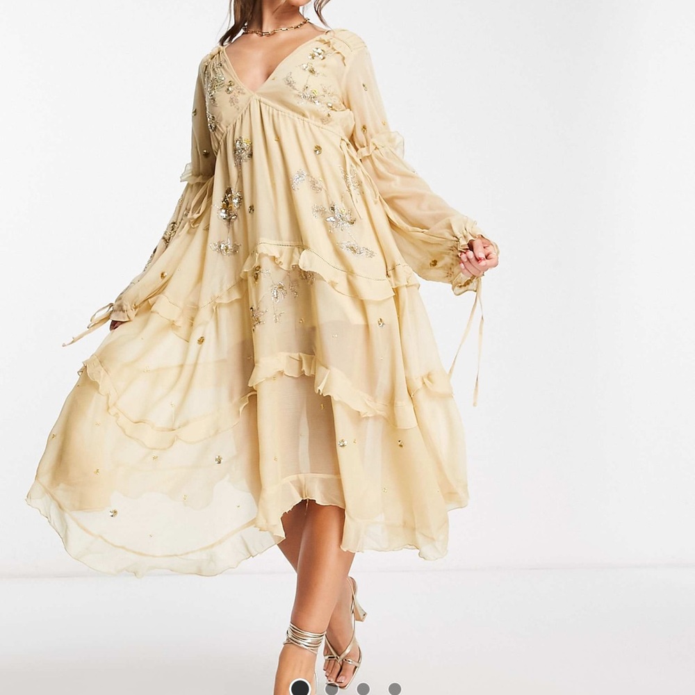 ASOS Cream Floral Midi Dress